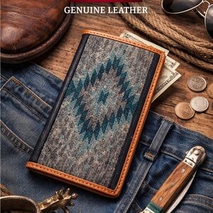 Tony Lama Brown and Blue Leather Wallet